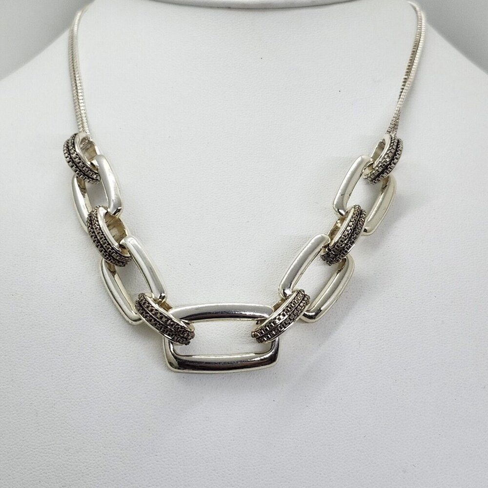 Dana Buchman Silver Tone Textured Link Necklace